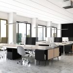 An open floor plan office provides the perfect opportunity for hoteling.
